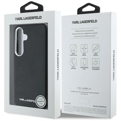 8. Etui Karl Lagerfeld Saffiano Full Wrapped Elongated Metal Logo MagSafe na Samsung Galaxy S25+ - czarne