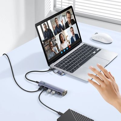 7. Hub USB-A/USB-C Baseus UltraJoy Series 4xUSB-A 3.0 1xUSB-C 5V - szary