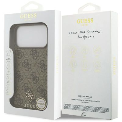 8. Etui Guess 4G Small Classic Logo MagSafe na iPhone 17 Pro Max / 18 Pro Max - brązowe