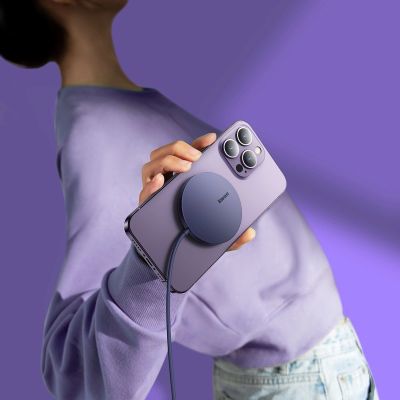 9. Baseus Simple Mini3 ładowarka magnetyczna MagSafe Qi 15W fioletowa