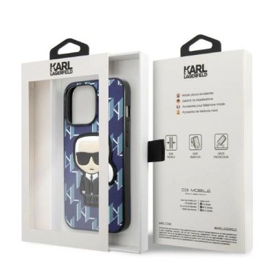 8. Etui Karl Lagerfeld Monogram Ikonik Patch na iPhone 13 Pro Max - niebieskie