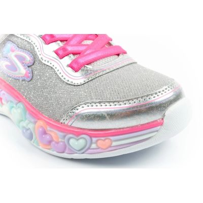 5. Skechers S Lights LED buty sportowe dziecięce dla dziewczynki na rzep szare