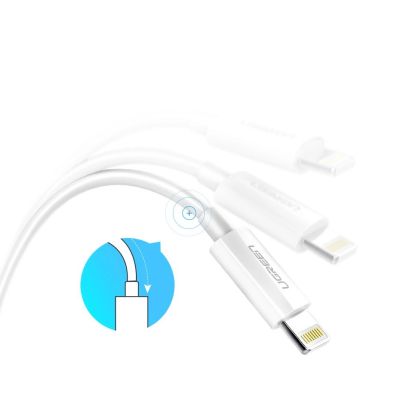 12. Kabel Ugreen US155 20728 USB-A / Lightning MFi 2.4A 1m - biały