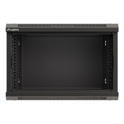 11. Szafa instalacyjna rack wisząca 19" 6U 540x350 czarna drzwi przeszklone LANBERG (Flat Pack)