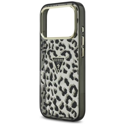 6. Etui Guess Leopard Glitter MagSafe na iPhone 17 Pro - czarne