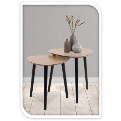 3. STOLIK KAWOWY Z 3 NOGAMI BLAT DREWNIANY ZESTAW 2SZT