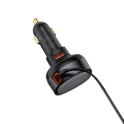 5. Ładowarka samochodowa Baseus Enjoyment Pro 55W USB-A ze zwijanym kablem Lightning - czarna