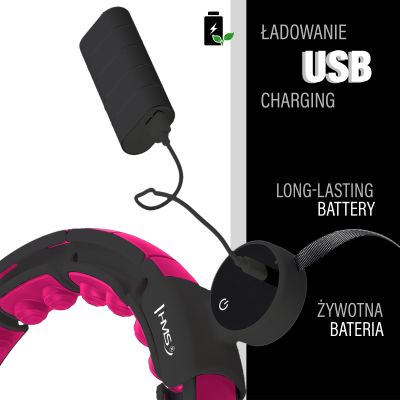 7. HHM16 HULA HOP BLACK/PINK Z MAGNESAMI I OBCIĄŻNIKIEM + LICZNIK HMS
