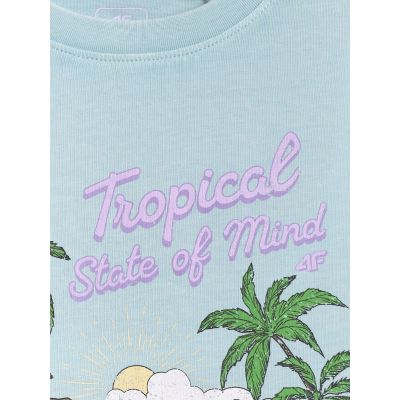 6. T-shirt bawełniany dziewczęcy 4F 4FJRSS26TTSHF3981-33S