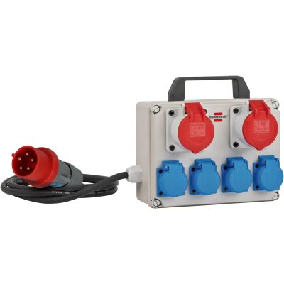 2. Przedłużacz Brennenstuhl BKV 2/4 T IP44, Podstawowy, Niebieski, Szary, Czerwony, 6 Gniazdo AC, CEE 5p, 2 m, 400 V
