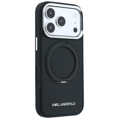 4. Etui Karl Lagerfeld Ring Stand 360 Saffiano Classic Logo MagSafe na iPhone 18 Pro Max / 17 Pro Max - czarne