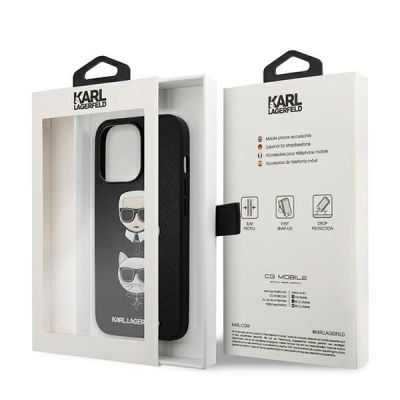 8. Etui Karl Lagerfeld Saffiano Karl&Choupette Head na iPhone 13 Pro / 13 - czarne