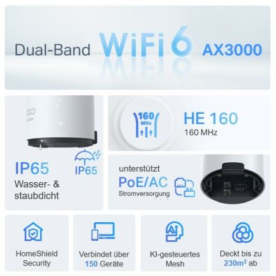 6. TP-Link Deco X50-Outdoor Dual-band (2.4 GHz/5 GHz) Wi-Fi 6 (802.11ax) Biały 1 Wewnętrzne