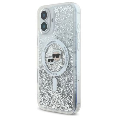 2. Etui Karl Lagerfeld Liquid Glitter Karl&Choupette Head Magsafe na iPhone 16 - przezroczysty