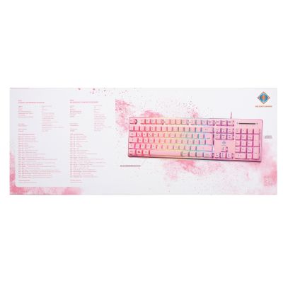 5. Deltaco Gaming GAM-021-RGB-P-DE klawiatura USB QWERTZ Niemiecki Różowy