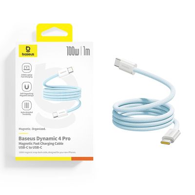 4. Kabel Baseus Dynamic 4 Pro 100W USB-C - USB-C 1m - niebieski