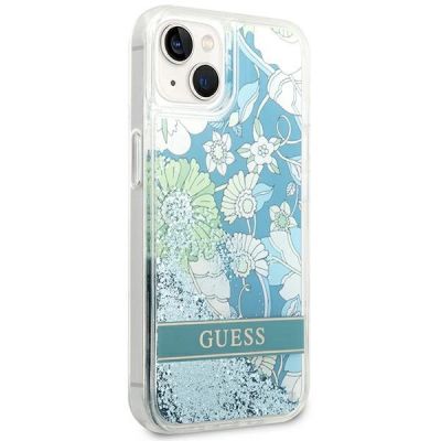 4. Etui Guess Flower Liquid Glitter na iPhone 14 - zielone