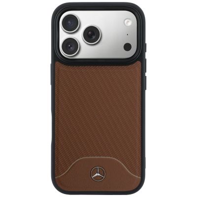 3. Etui Mercedes Leather Wood Effect and Curve MagSafe na iPhone 17 Pro Max - brązowe