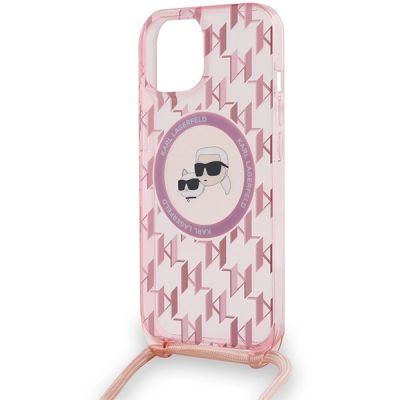 5. Etui Karl Lagerfeld IML Crossbody Monogram Karl & Choupette Head MagSafe na iPhone 15 / 14 / 13 - różowe