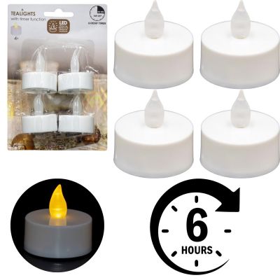 8. ZESTAW 4 ŚWIECZEK TEA LIGHT LED TIMER BIAŁY