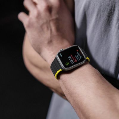 6. Magnetyczny pasek Apple Watch SE, 9, 8, 7, 6, 5, 4, 3, 2, 1 (41, 40, 38 mm) Dux Ducis Strap (LD Version) - czarno-żółty