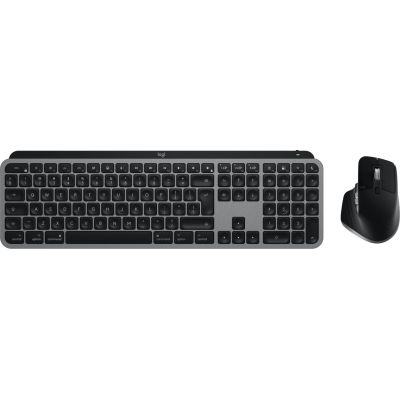 9. Logitech Master MX Keys S Combo for Mac klawiatura Dołączona myszka Dom/Biuro RF Wireless + Bluetooth QWERTY Amerykański międzynarodowy Aluminium, Czarny