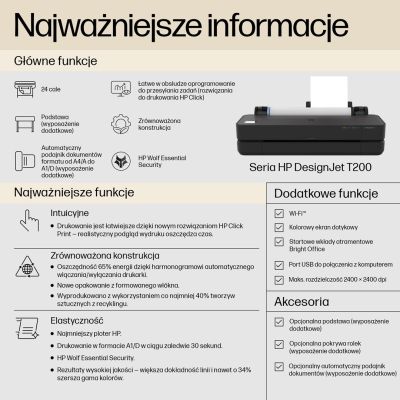 2. HP Designjet Drukarka T250, 24-calowa, wersja na rok 2025