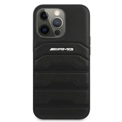 3. Etui AMG Leather Debossed Lines na iPhone 13 Pro / iPhone 13 - czarne