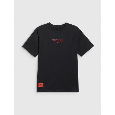 6. T-shirt loose z nadrukiem chłopięcy 4F 4FJRSS26TTSHM3835-20S
