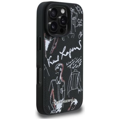 4. Etui Karl Lagerfeld Grained Pattern & Logo MagSafe na iPhone 16 Pro Max - czarne