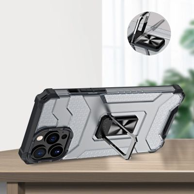 7. Crystal Ring Case pancerne hybrydowe etui pokrowiec + magnetyczny uchwyt iPhone 11 Pro niebieski