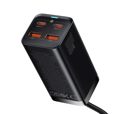 6. Baseus GaN3 Pro szybka uniwersalna ładowarka sieciowa GaN 2 x USB Typ C / 2x USB 100W PD3.0, QC4.0+, AFC czarny (CCGP000101)