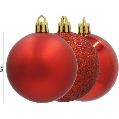 9. BOMBKA DEKORACYJNA PLASTIKOWA 12SZT 60MM CZERWONY