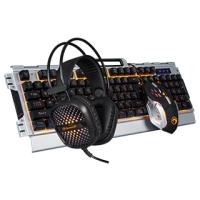 Marvo CM303 klawiatura Dołączona myszka Gaming USB Czarny, Srebrny