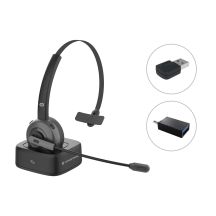 Conceptronic POLONA03BDA słuchawki/zestaw słuchawkowy Bezprzewodowy Opaska na głowę Biuro/centrum telefoniczne Bluetooth Podstawka do ładowania Czarny