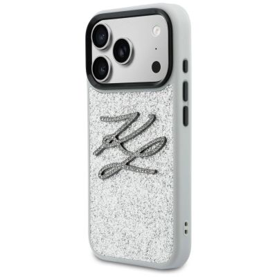 2. Etui Karl Lagerfeld IML Glitter KL Diamond Logo na iPhone 17 Pro - srebrne