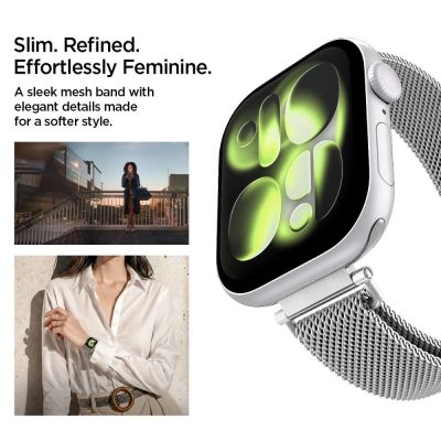 6. Pasek Spigen WBM4 na Apple Watch (40 / 41 / 42 mm) - srebrny