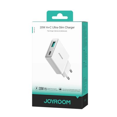 7. Ładowarka sieciowa Joyroom JR-TCF14 20W USB-A USB-C supercienka - biała