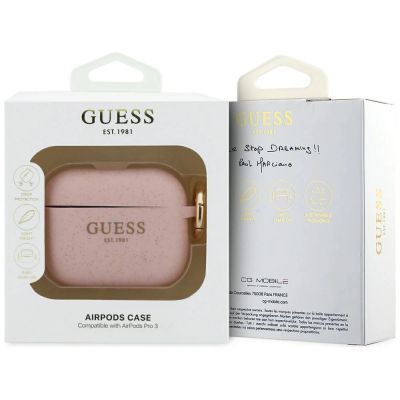 4. Etui Guess Silicone Glitter Ring na AirPods Pro 3 - różowe