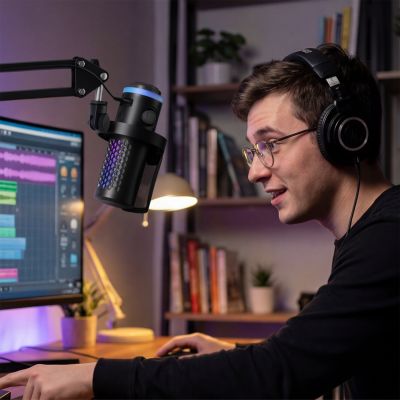 10. Mikrofon gamingowy BOYA CastMic G40B  z ramieniem przewodowy USB-C - czarny