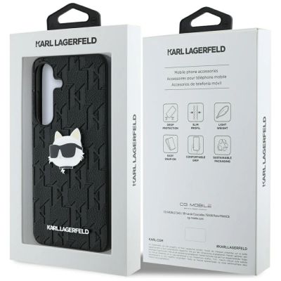 8. Etui Karl Lagerfeld Leather Monogram Pin Logo Choupette Head Samsung Galaxy S25 czarny