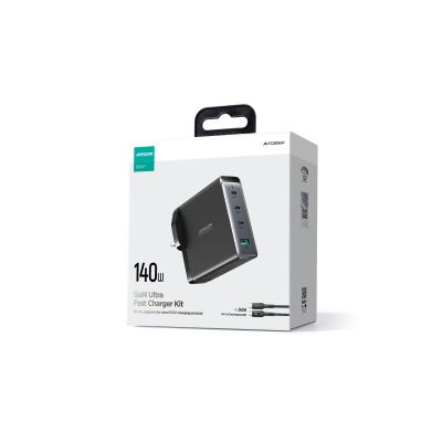 5. Ładowarka GaN UK Joyroom JR-TCG05UK 140W 3x USB-C USB-A + kabel USB-C / USB-C 240W 1.2m