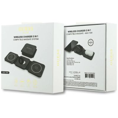 5. Ładowarka indukcyjna Guess 4G 3w1 15W MagSafe - czarna