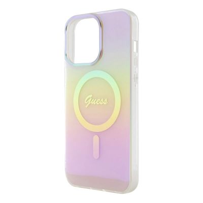 6. Etui Guess IML Iridescent MagSafe do iPhone 15 Pro Max - różowe