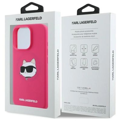 8. Etui Karl Lagerfeld Silicone Choupette Head MagSafe na iPhone 16 Pro - różowe