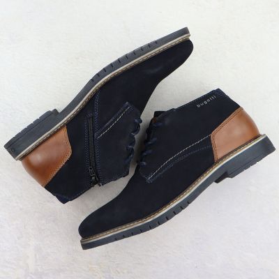 5. Skórzane trzewiki męskie zamszowe granatowe Bugatti 331-8373H-1400