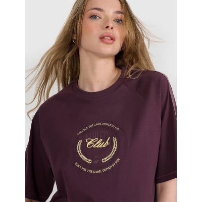 3. T-shirt oversize z nadrukiem damski  4F 4FRSS25TTSHF2791-50S