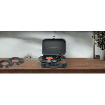 4. Gramofon Muse MT-207 DGB Turntable Stereo System, Black/Brown