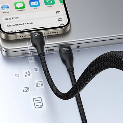 10. Kabel 3w1 Baseus Flash Series 3 100W USB-C - USB-C+USB-C+Lightning 1,5m + 3 x 0,25 m - czarny