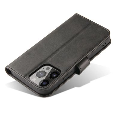 6. Etui portfel z klapką podstawką do iPhone 15 Pro Magnet Case - czarne